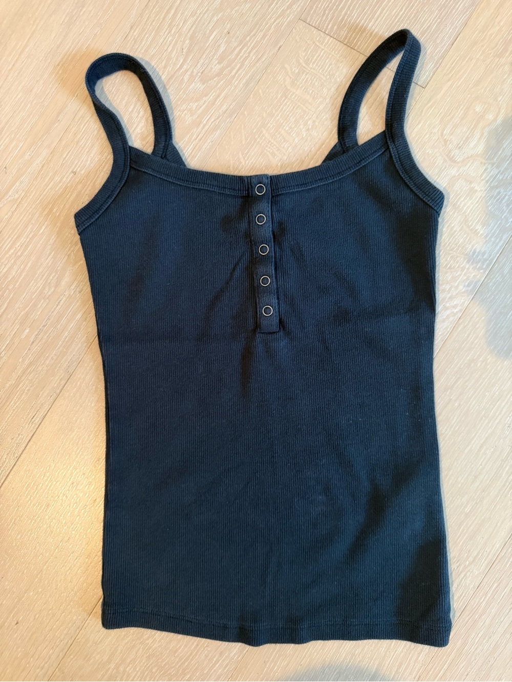 Abercrombie & Fitch Black Ribbed Henley Tank - Women